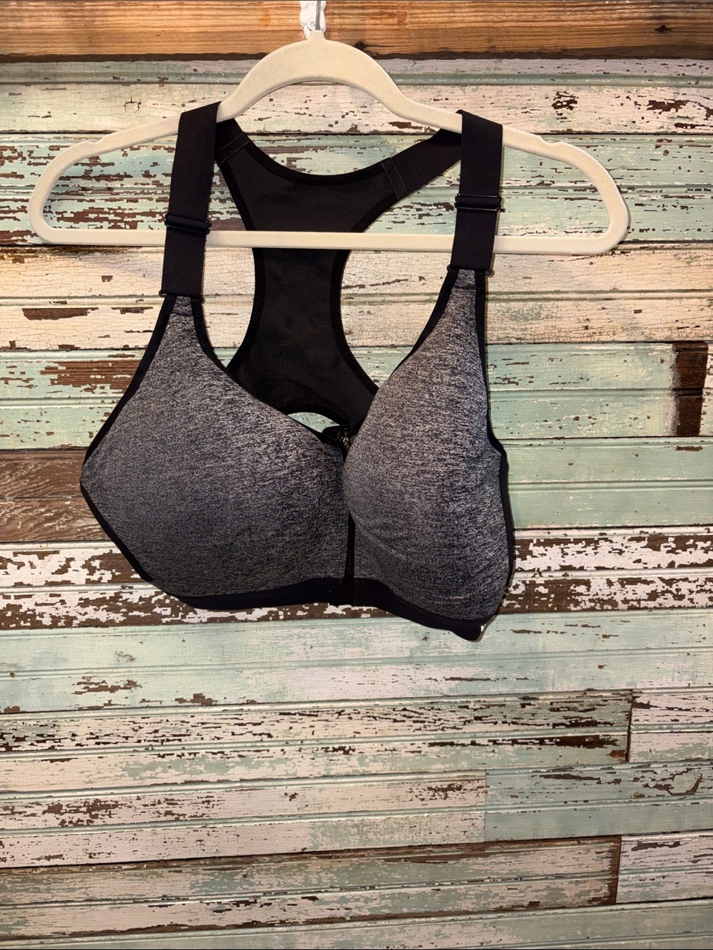 Victoria’s Secret Racerback Front-Zip Sports Bra - Heather Gray